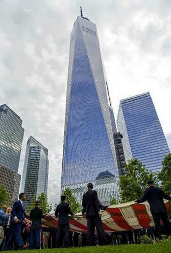 With One World Trade Center In The Background National Flag