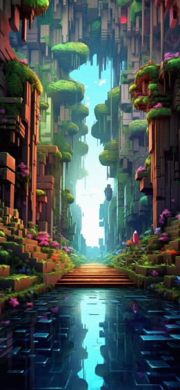 Minecraft Landscape Art Wallpaper