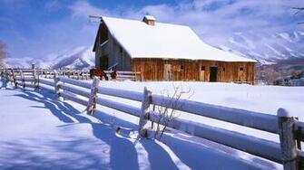 Horse Barn In Winter HD Wallpaper