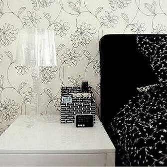 Quality Flock Printing Wallpaper Modern Painting Black And