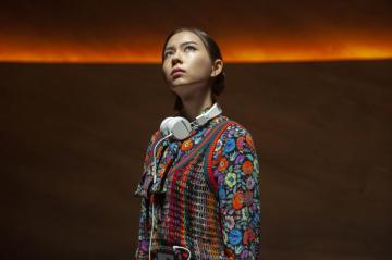 Lauren Tsai Women Actress Headphones Looking Up Asian Brunette