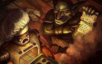 Hearthstone Goblin Robot Cook Smoke Recipe Art Stock Photos