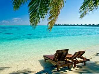 Deck Chairs On The Beach Wallpaper HD