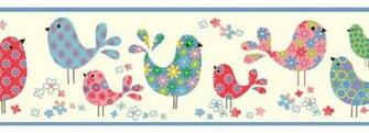 Patria Blue Calico Birdies Wallpaper Border Eclectic