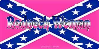 Rebel Flag License Plate Redneck Woman On Pink