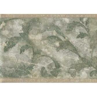 Gold Green Silver Leaf Molding Wallpaper Border
