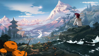 Anime Boy Mountain River Secenery Wallpaper iPhone Phone 4k 1490f
