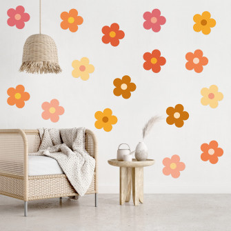 Amazon A1diee 16pcs Groovy Retro Hippie Flowers Wall Decal