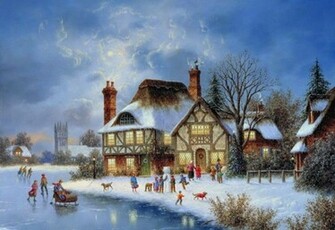Christmas Cottage Wallpaper