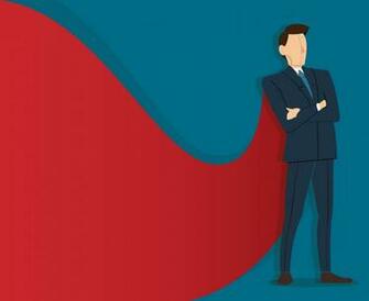 Successful Businessman Standing With Crossed Arms And Red Cape