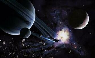 Sci Fi Space Planets Asteroid Nebula Spaceship Spacecraft Wallpaper