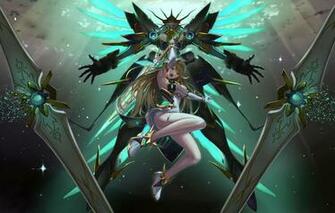 Wallpaper Girl Fantasy Game Cleavage Anime Mech Weapons