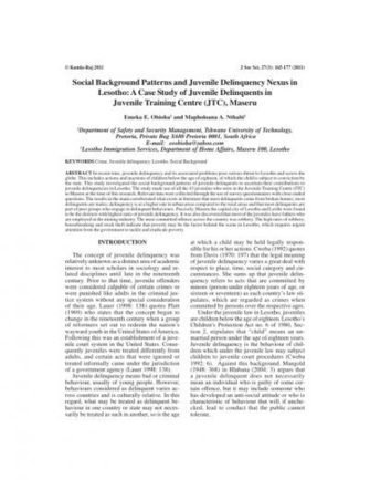 Pdf Social Background Patterns And Juvenile Delinquency Nexus In