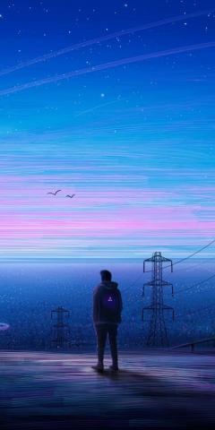 Artwork Man The Explorer Sunset Wallpaper Scenery