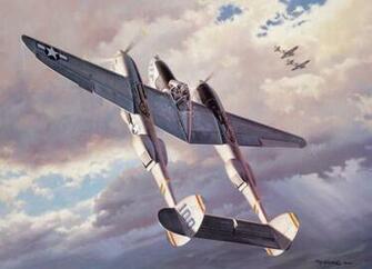 Painting P38 Lightning Wallpaper
