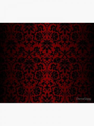 Dark Red And Black Damask Pattern Duvet Cover By
