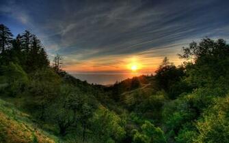 Sunset Over The Hill Wallpaper Glass