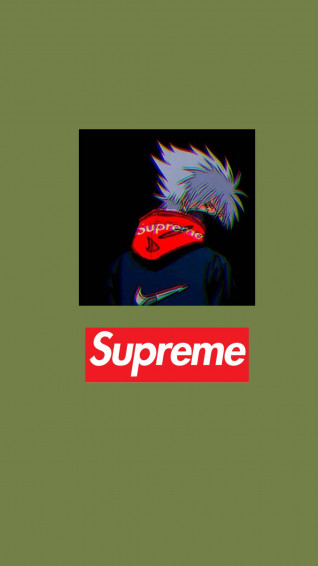 Kakashi Hatake Supreme On Olive Green Wallpaper