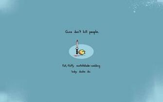 Minimalistic Baby Ducks Fat Funny Typography Fluffy Knives Wallpaper