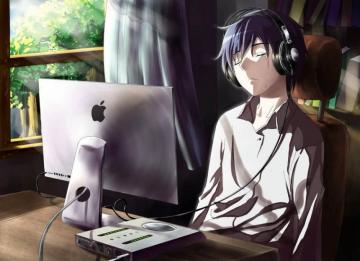 Sad Anime Boy Computer Display Wallpaper
