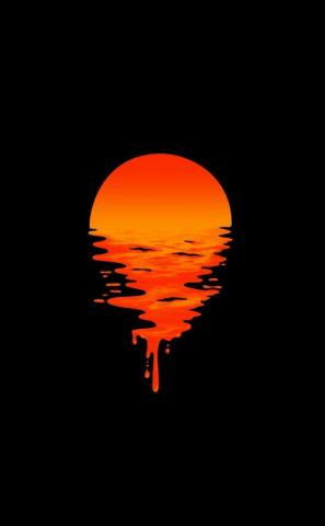 Lake Sunset Orange Minimal Dark Wallpaper HD