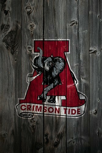 Alabama Crimson Tide Alternate Logo Wood iPhone Background A