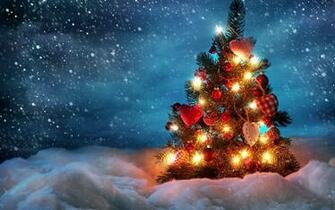 Wallpaper Tree New Year Christmas Snow Holiday Night