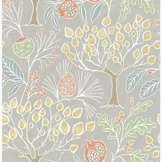 A Street In X Shiloh Light Grey Botanical Wallpaper
