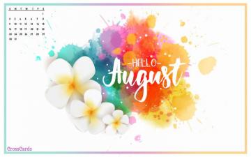 August Hello Desktop Calendar Wallpaper