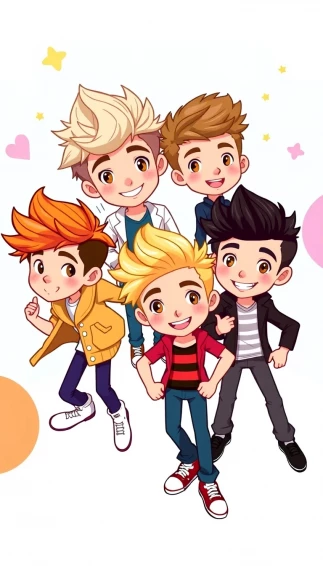 One Direction Cartoon Wallpaper
