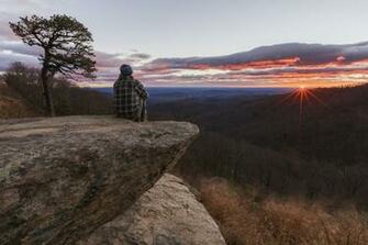 Man Or Woman Watching The Sunrise Hazel Mountain Overlook