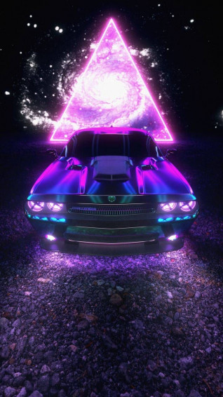 Neon Dodge Challenger Is iPhone Wallpaper Cool