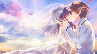 Sweet Young Wedding Couple Wallpaper
