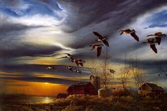 Geese Flying South Computer Wallpaper Desktop