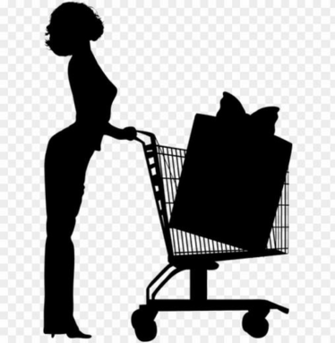 Silueta De Mujer Con Carro Compras Png Image With Transparent