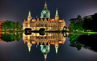 Wallpaper Beautiful European Castle Is Reflected In The Water Mirror