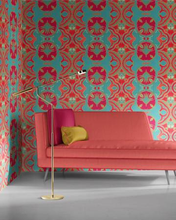 Morris Turquoise Magenta Vellum Wallpaper Pearl And Maude