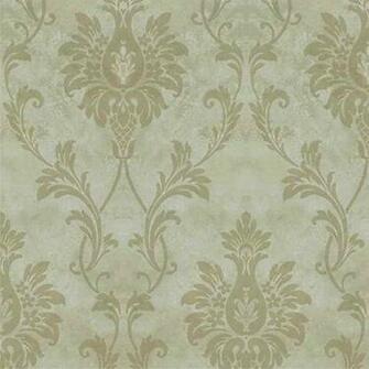 Green Pineapple Damask Wallpaper Traditional