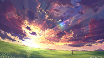 Sunlight Landscape Sunset Anime Nature Sky Field