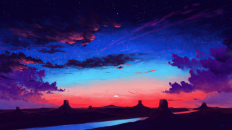 Beautiful Sunset Sky Clouds Secenery Digital Art 4k Wallpaper