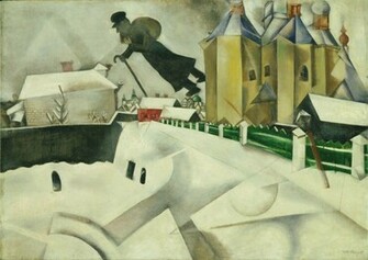 Over Vitebsk A Expressionist Marc Chagall Art Wallpaper Picture