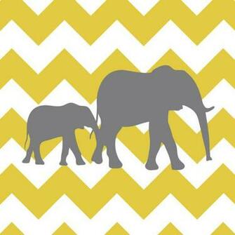 Yellow And Grey Chevron Wallpaper Elephants