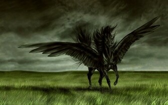 Cavalo Negro De Asas Super Wallpaper