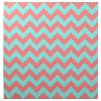 Classic Coral Turquoise Chevron Pattern Napkin