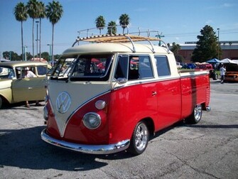 Wallpaper Vw Bus Pickup Red White Classic Cars Machines