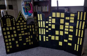 Made A City For Photo Prop Background Using Cardboard