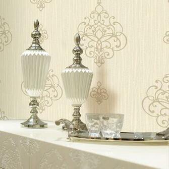 Luxury Damask Textured Embossed Embroidery Nonwoven Wallpaper