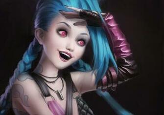 Wallpaper Jinx League Of Legends Art Smile Girl Games