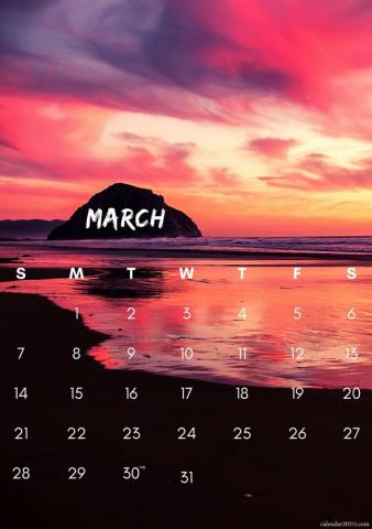 iPhone March Calendar Wallpaper