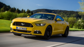 Ford Mustang Coupe V8 Triple Yellow Euro Spec Front Caricos